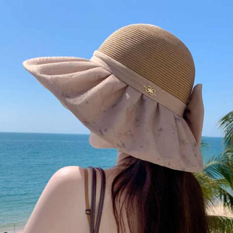 Hat female sunshade sunscreen hat summer outdoor grass top sun hat beach bucket hat