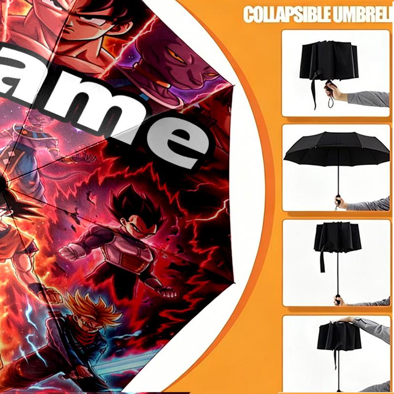 Custom Name Personalized Anime Print Umbrella, Auto Open Close, 8‑Rib Sturdy Frame, Commute Camping Hiking Use, Birthday Gift