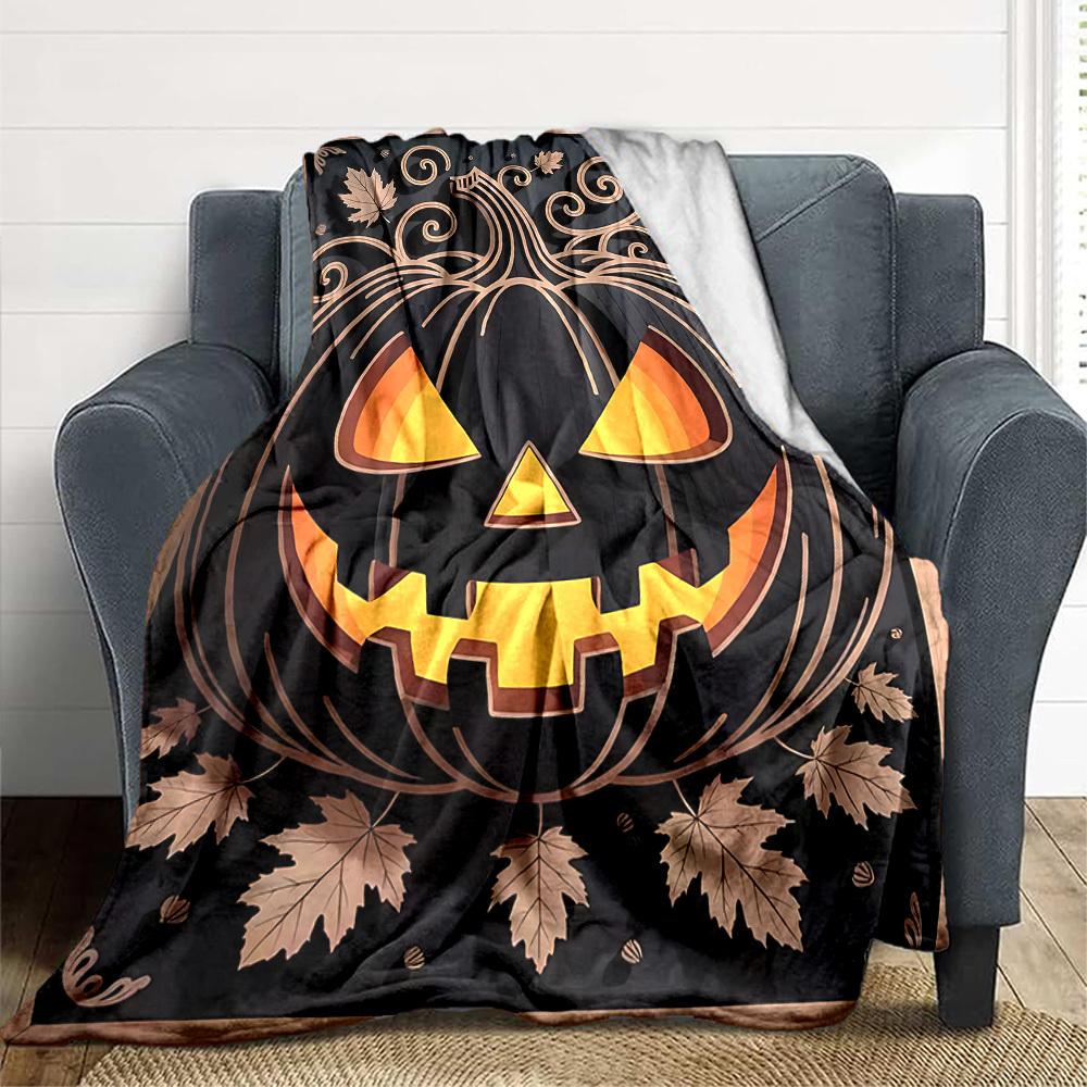 1PC Pumpkin Lantern Blanket, Throw For Sofa, Bed, Travel, Camping, Livingroom, And Bed, Printing Blanket With Soft And Warm Fabric yy250918155