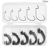 51Pcs Crank Hook Small Box Set Black Nickel Hook Subbait Wide Belly Crank Hook Soft Bait Hook Box