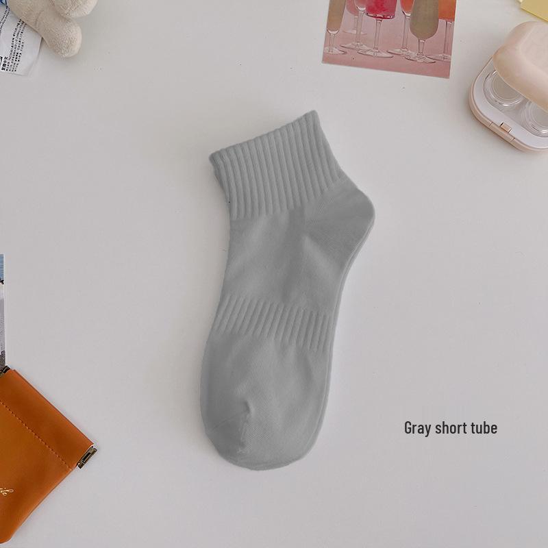 

Женские спортивные носки до середины икры из чистого хлопка Zhuji, влагоотводящие, устойчивые к запаху, антибактериальные, не скатывающиеся, черные/белые/серые. One Size