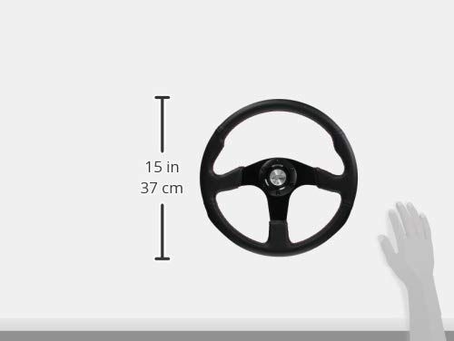 Fortune D1 SPEC FLAT-R PVC Leather Steering Wheel, 35mm Diameter, Red Stitching, DSC-FC350RE