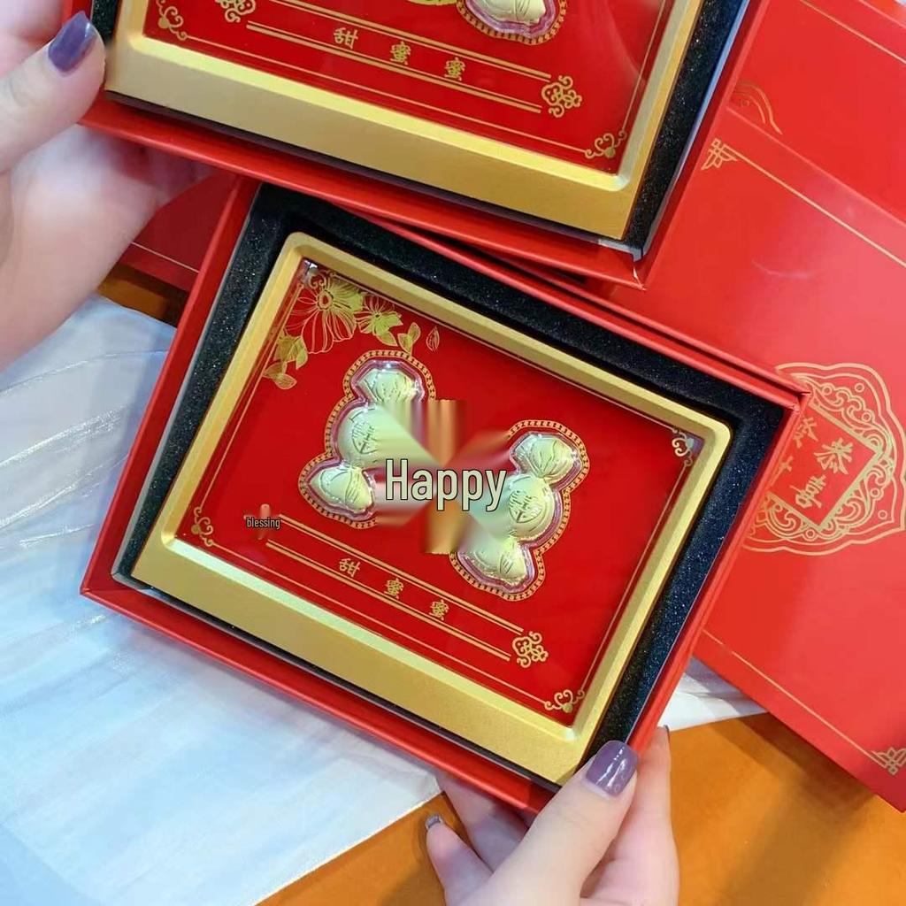 Reines Gold Acht Richtungen Reichtumsornament: Tägliches Einkommen Festivalgeschenk für Büro und Geschäft