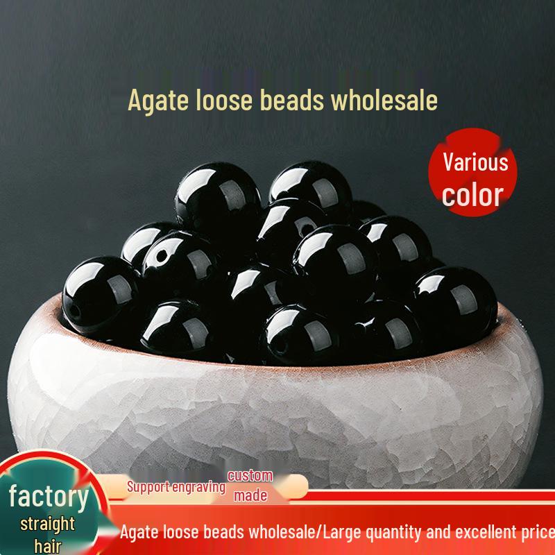 Natural Black Agate Beads for DIY Bracelet Jewelry - Round Spacer Beads