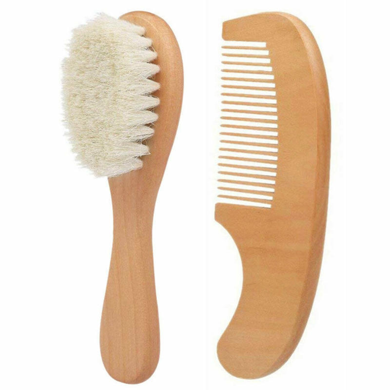 Wool Wooden Baby Hairbrush Baby Brush Baby Comb Set Wooden Comb Baby Hair Comb