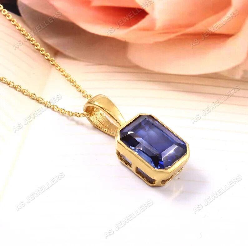 Ceylon Blue Sapphire Pendant Blue Sapphire Necklace Octagon Gemstone Pendant