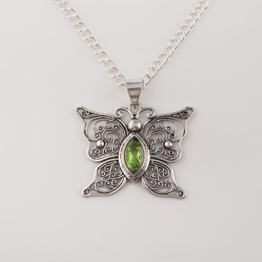 Natürlicher Peridot Edelstein 925 Sterlingsilber Anhänger 1,75" Damenschmuck Jubiläumsgeschenk für Ehefrau CP-41-9