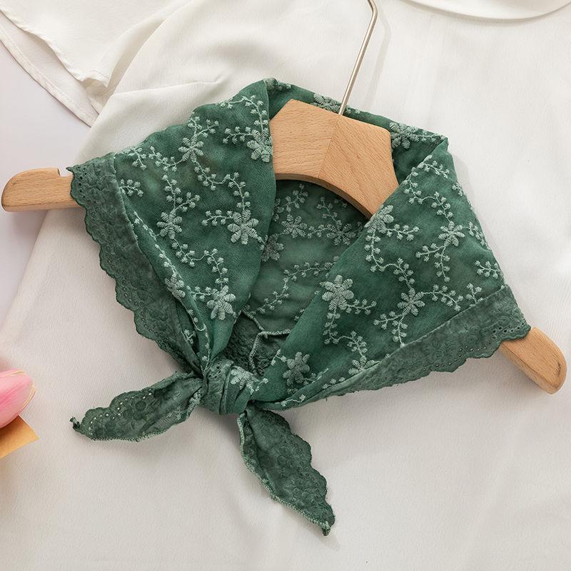 

Летний простой хлопковый треугольный шарф, женский, с цветочной вышивкой, желтый шарф, маленький шелковый шарф