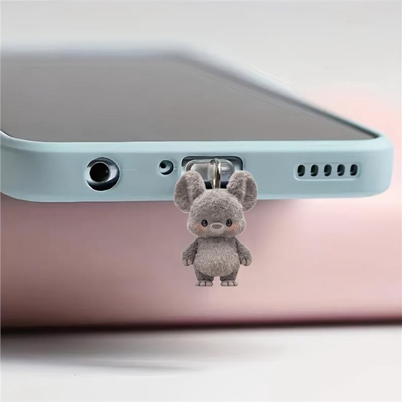 2D Acrylic Grizzly Bear, Acrylic Mobile Phone Dust Plug Pendant Type-C