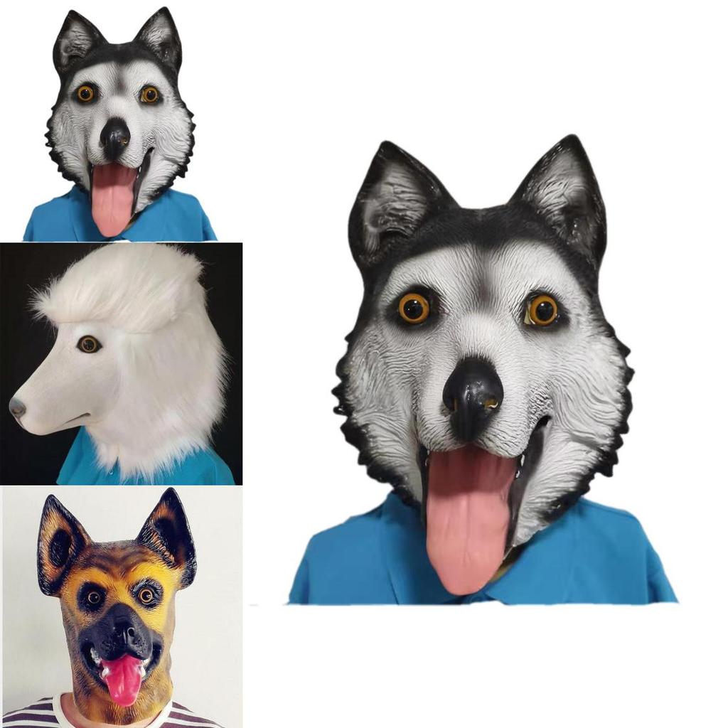 Poodle Wolf Dog Husky Mask Latex Pet Dog Costume For Christmas And Halloween
