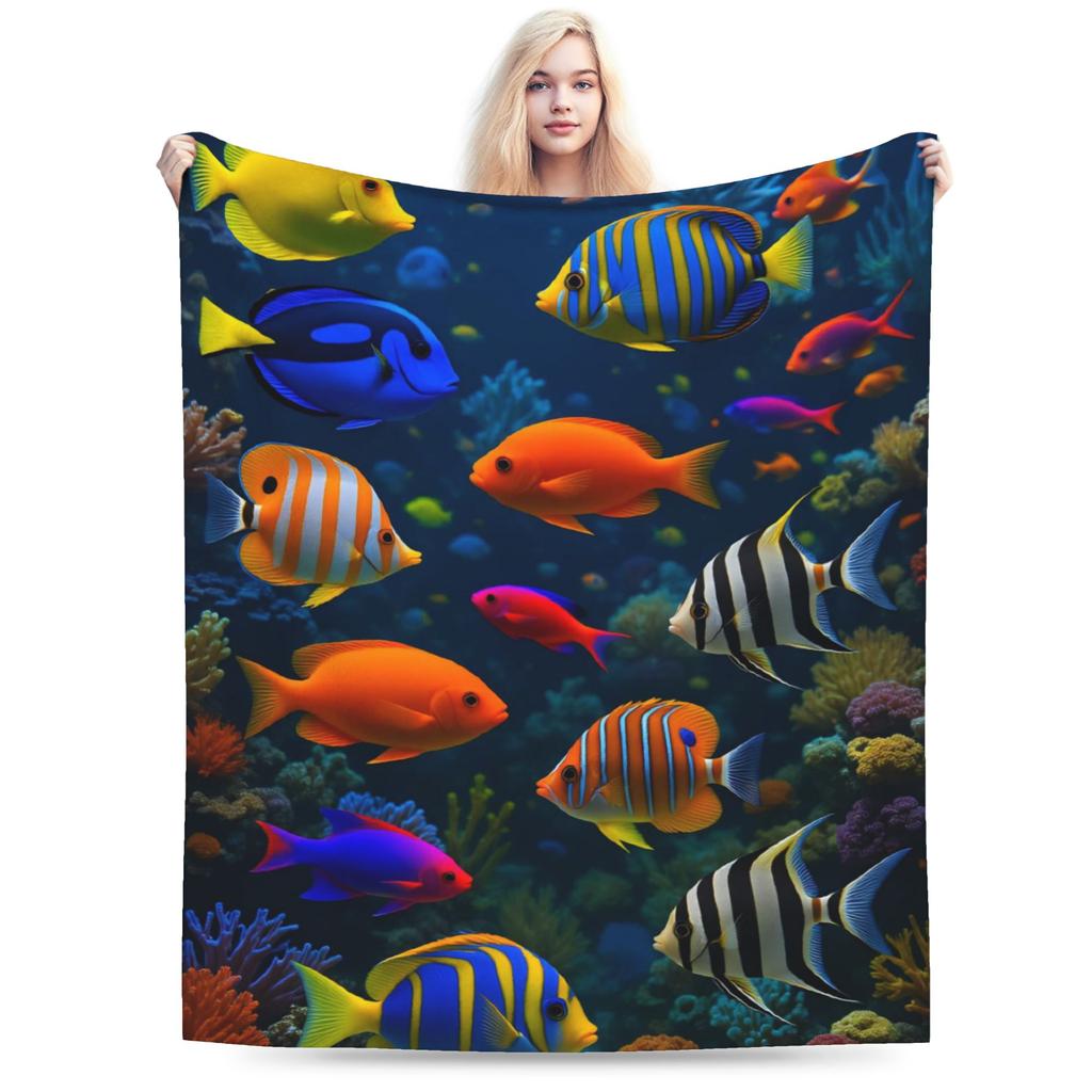 Beautiful Underwater World Colorful Fish Flannel Blankets Winter  Warm Soft Throw Blanket for Children Bedspread Sofa Bed Cover