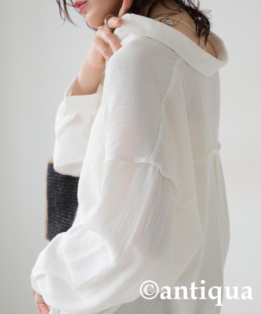 antiqua Long Regular Size White Women's Linen-Touch Shirt, Sleeve, ZK-00213, (S-L), 03,