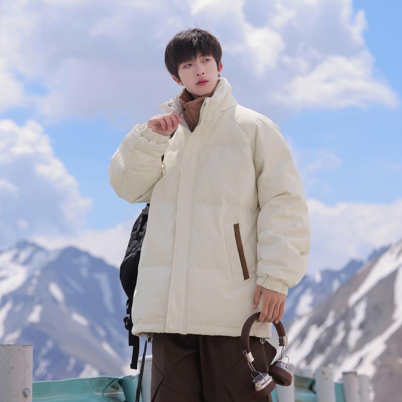 New stand-up collar thickened windproof and warm simple versatile fashion explosion winter couple white duck down jacket