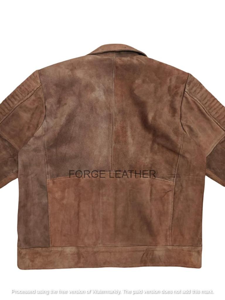 Brown Suede Jacket Motorcycle Genuine Lambskin Leather Handmade Men's Biker Zip
