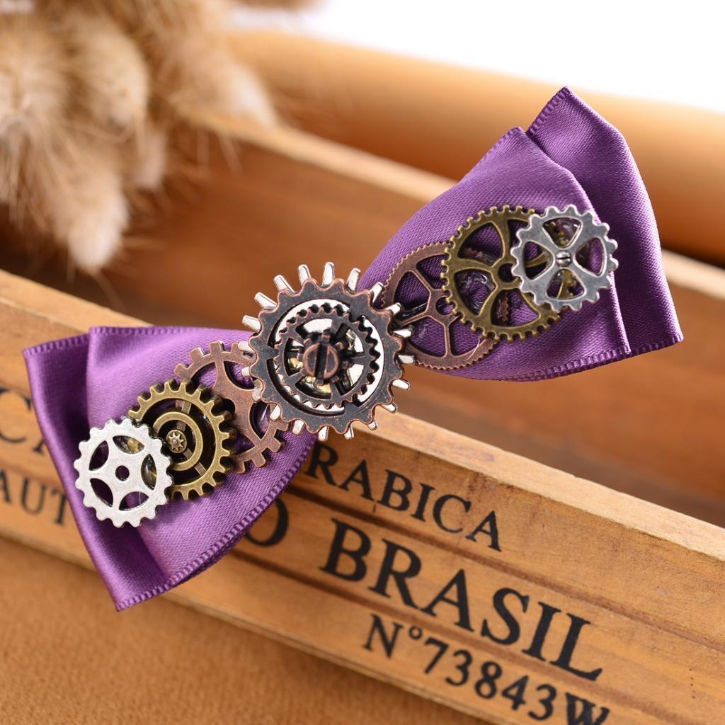 Steampunk Gear Violettes Band mit Schleife, Haarspangen, Entenschnabel-Clip