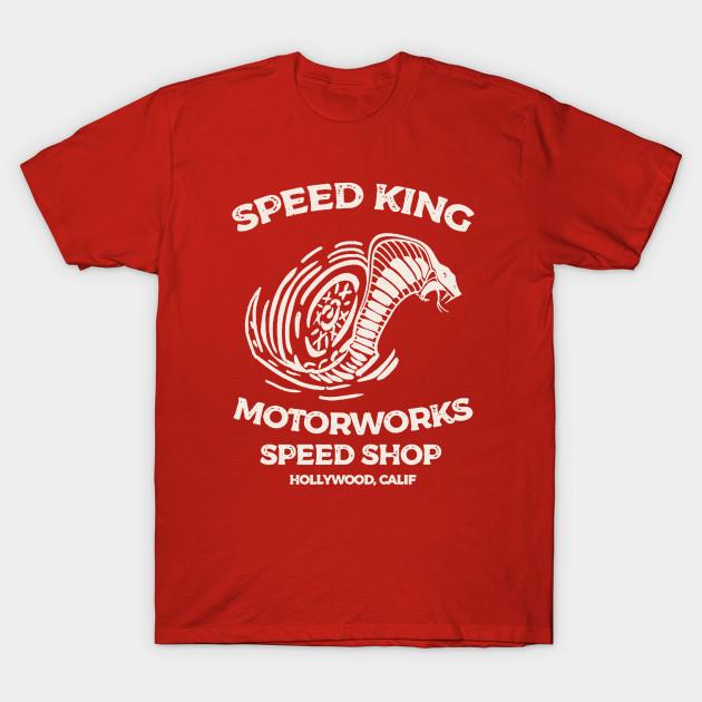 

Мужская черная футболка с принтом Speed King Motorworks Speed Shop Голливуд, Калифорния Печать на трансферной бумаге без вырезания Хлопковая футболка 2XL красный