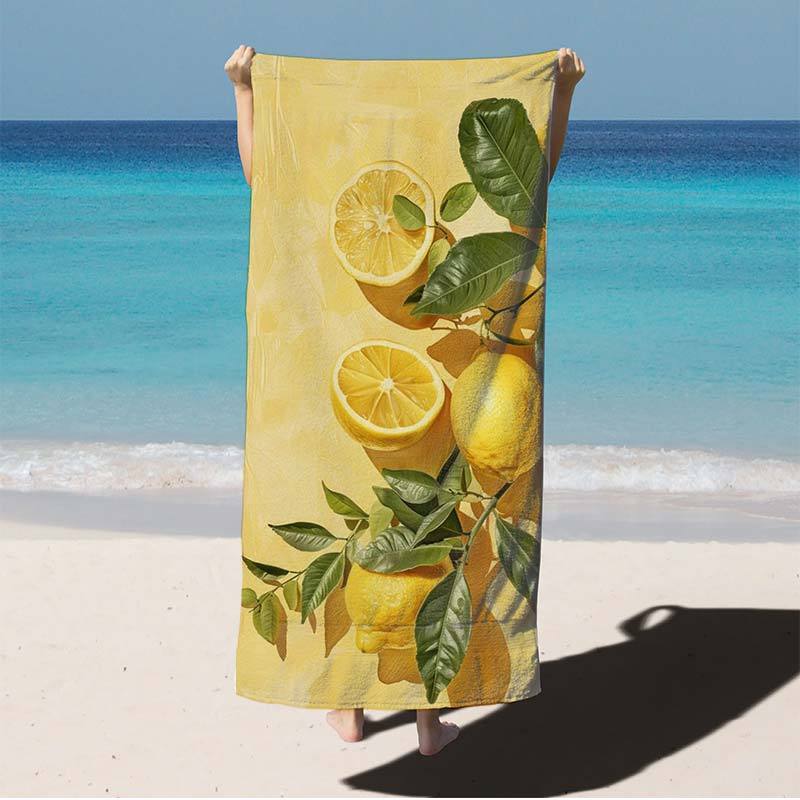 Bright Lemon Beach Towel Thick Quick Dry Soft Polyester Blend Suitable for Yoga Swimming Running Pond and BeachBright Lemon Beac
