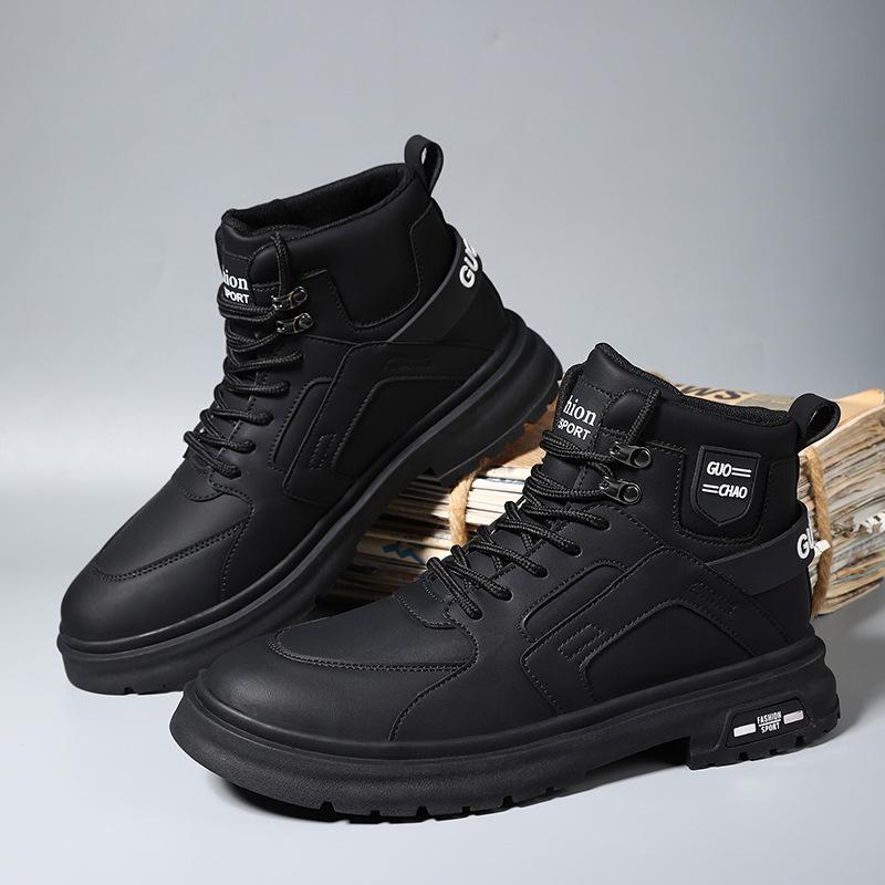Men's shoes autumn and winter shoes men's daily versatile shoes platform-soled high-top Martin leather boots