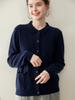Korean Style V-Neck Cashmere Knit Cardigan with Pockets - Women's Loose Slimming Outerwear