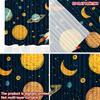Set Of 2 Flat Printing Happy Valentine Day Window Drapes Cartoon Space System Planetary Land Digital Printed Polyester Curtain