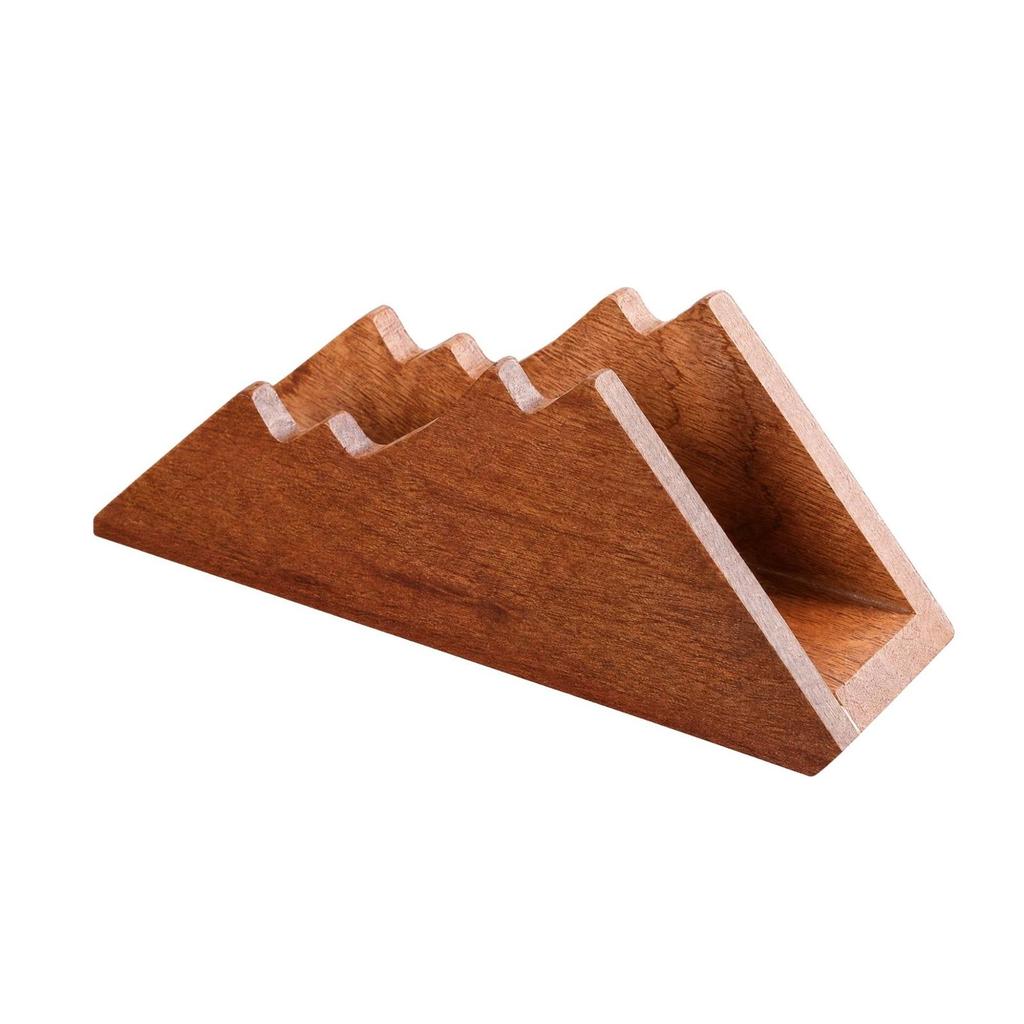 Sapele Wood Mountain Napkin Holder Space-Saving for Café Counter