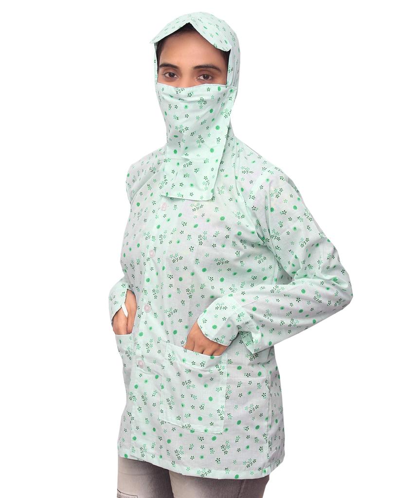 Goodluck Women's Cotton Mid Thigh Sun Protection Summer Coat/Mask Suncoat (Driving Court) (38) Multicolour
