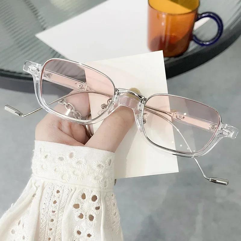 Small Rectangle Shades For Women Sunglasses  Retro Steampunk Half Frake Sunglasses Female Men Black Tea Glasses UV400