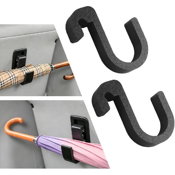 2PCS Double Car Umbrella Hook,No Drilling Car Umbrella Holder Stable Placement of Umbrellas for Trunks,Non-Wobbly Umbrellas Holder for Cars Interior