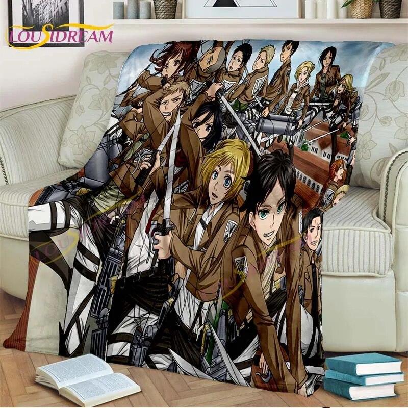 Classic Anime Blanket Attack On Titan Blanket Eren Jaeger Blanket for Bedroom Sofa Livingroom Cartoon Blanket Children's Blanket