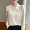 Women's Casual POLO Collar Knit Pullover - Loose Long Sleeve Autumn/Winter Lapel Sweater Design.