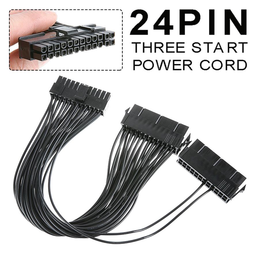 24 Pin Dual Power Supply Adapter Cable For PC ATX Motherboard Add On