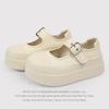 6Cm Height Increase  Cowhide Inner Lining  Sheepskin Insole Velcro Mary Jane Shoes Women'S Little White Shoes Casual Single Shoes