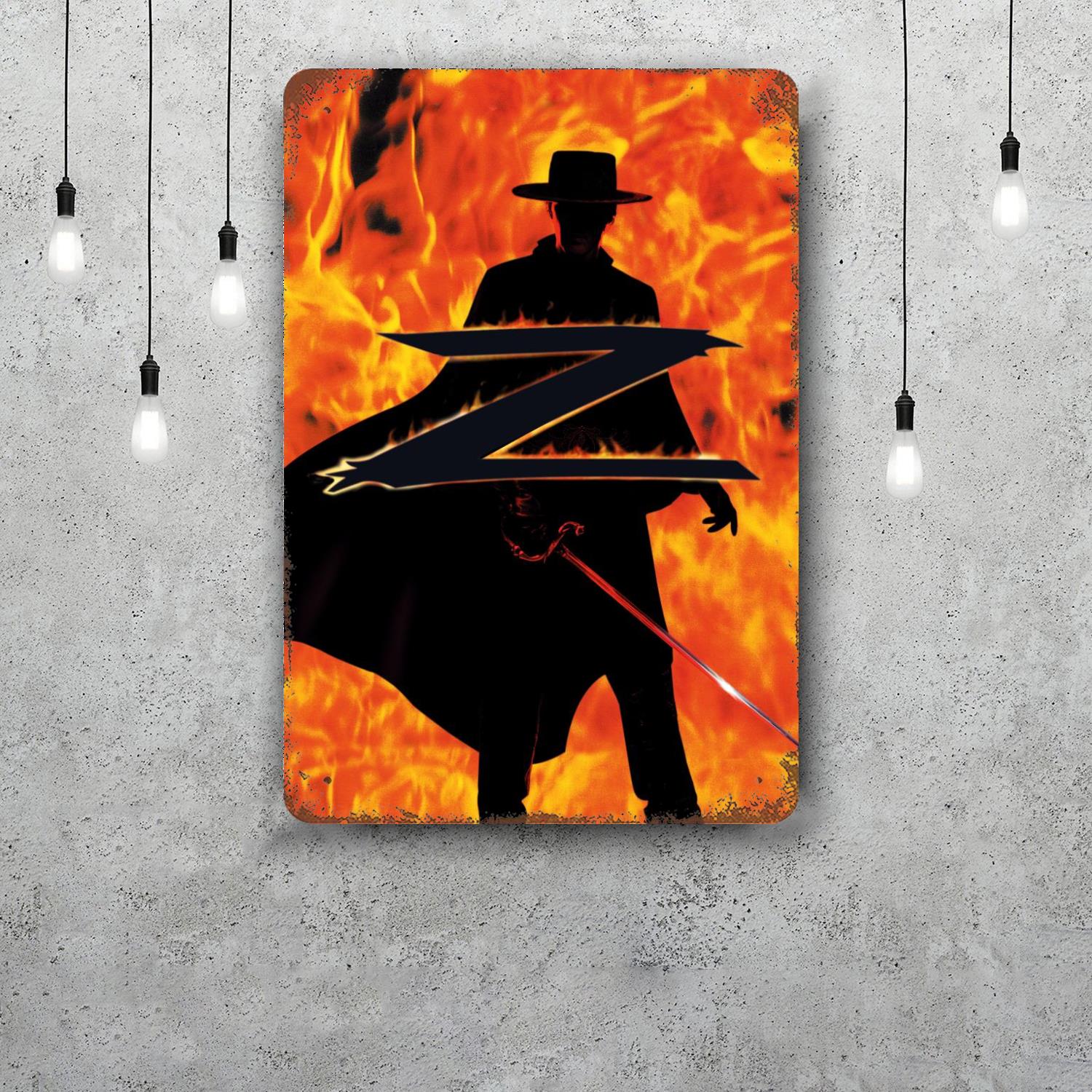 

zorro antonio banderas movie Decor Poster Tin Sign Metal Sign Decorative Plaque for Pub Bar Man Cave Club Wall Decoration 20x30cm（7.8x11.8inch）