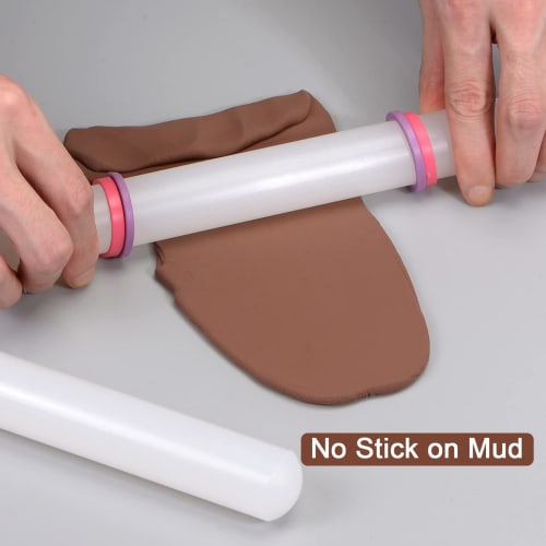 uxcell Fondant Rolling Pin, 33cm x 2.5cm, PP Plastic Non-Stick Fondant Roller, Dough Roller, Kitchen Decorating Tool for Fondant, Cookies, Pastries, P