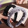 Solid Color Sequins Headband Wide Sponge Hair Band Fashion Wide Hairband  Girl