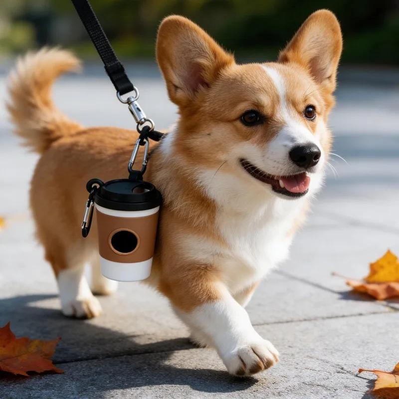 Portable Storage Box Pet Poop Trash Can Dispenser Creative Coffee Cup Dog Garbage Storage Design Outdoor Dog Walking Garbage Bag