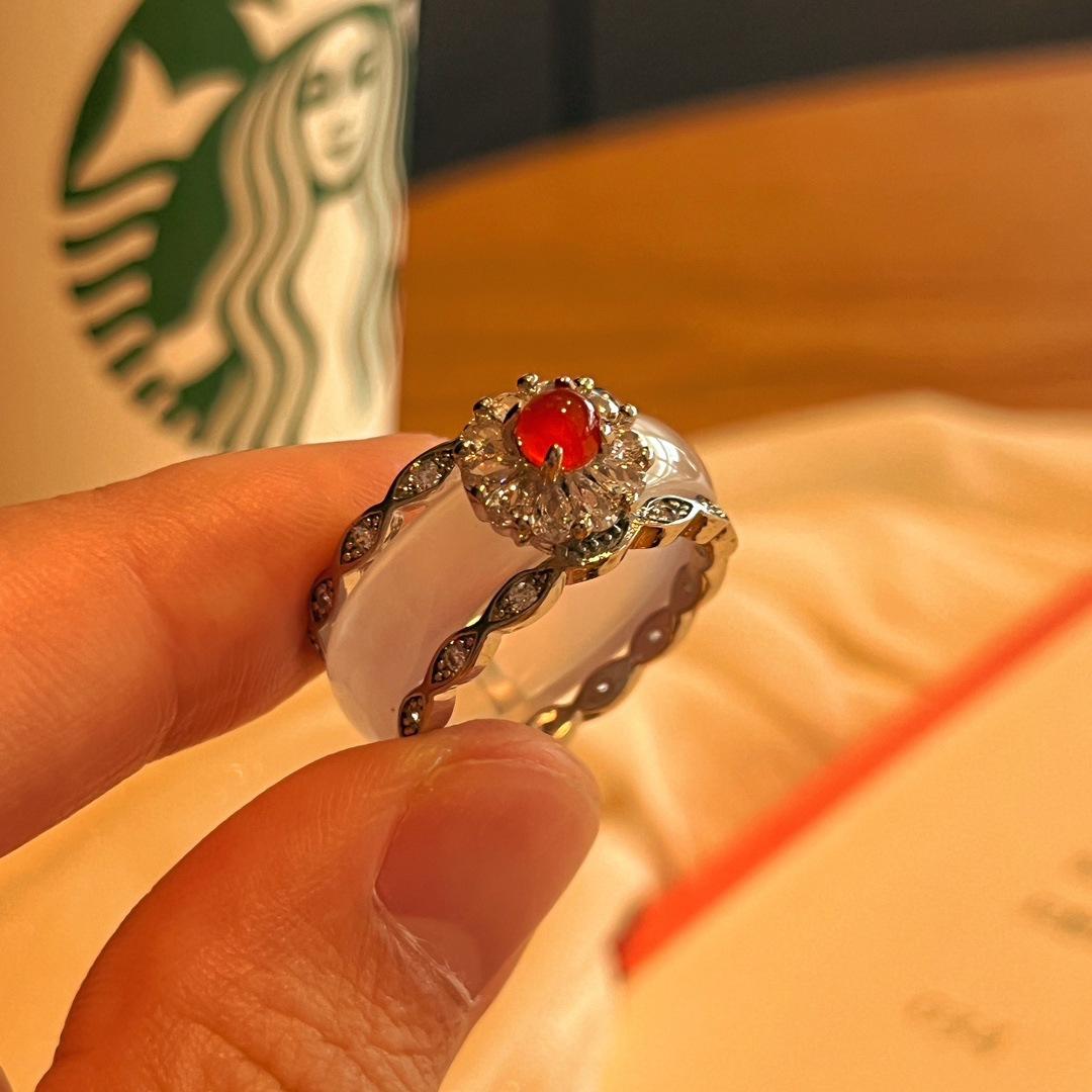 Jadeite White Ice Light, Natural White Chalcedony Ring, Agate Ring, Real Shot.