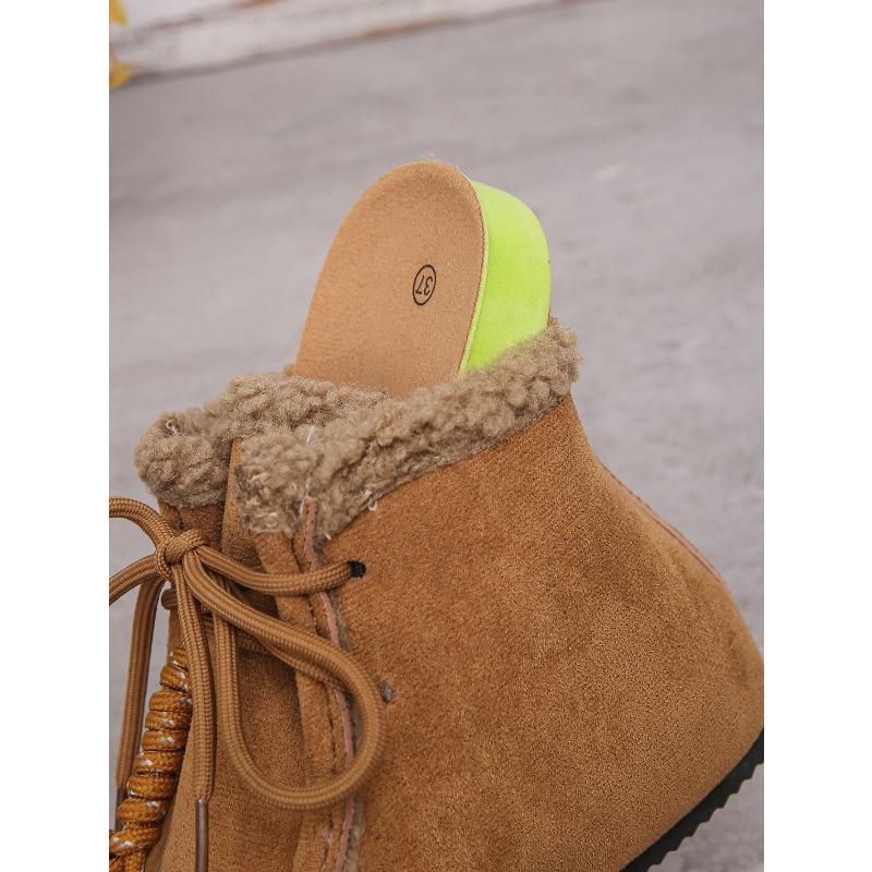 Lace-up Fleece Snow Boots 2025 Winter New Plus-size Warm Cotton Shoes for Women