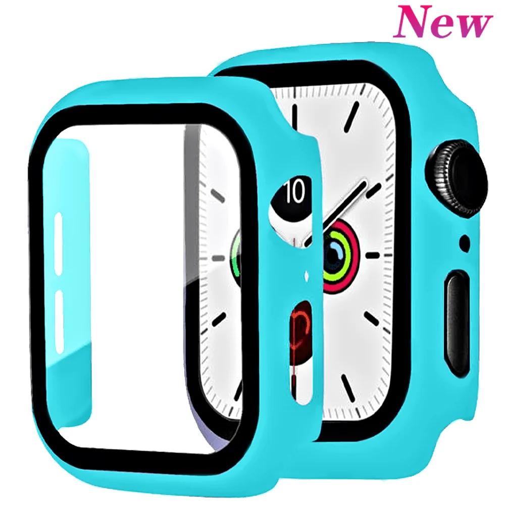 Tempered Glass+Case For Apple Watch Series 9 8 7 41mm 45mm 42mm PC Bumper Screen Protector Cover iWatch 6 5 4 Se 44mm 40mm Shell