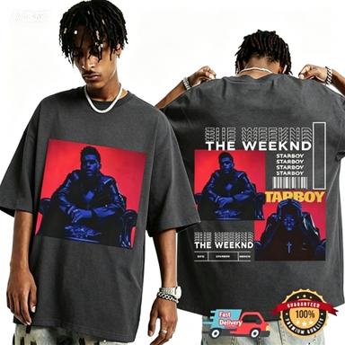 The Weeknd Starboy 2026 Pure Cotton Twosided Pattern Unisexs And Unisexs Hiphop Concert Shortsleeved Tshirt