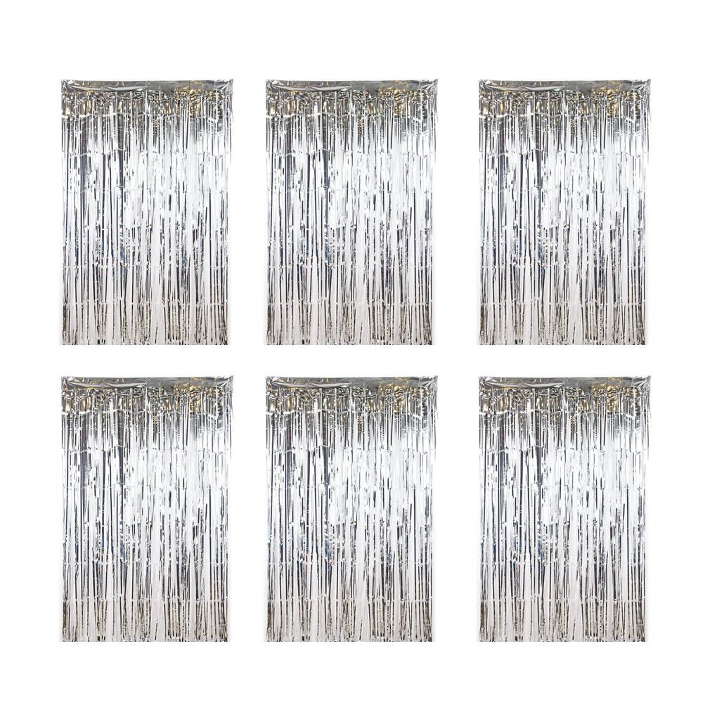 6 Pieces Glitter Party Backdrop Metallic Tinsel Curtain Birthday Wedding Baby Shower Background Favor Supplies