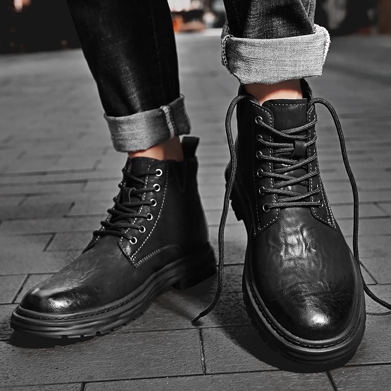 Fashion Luxury Men's Boots Versatile High Top Lace Up Style Outdoor Motorcycle Off-road Boots Fashion Party Oversized Men's Shoes 38-46