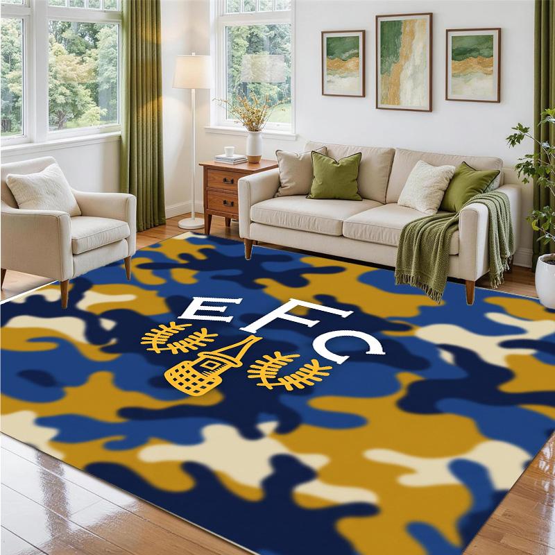 Everton Football Design Crystal Velvet Rug Soft Decorative Mat for Bedroom Entrance