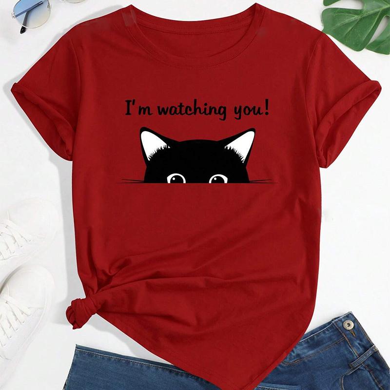 Модная женская футболка с принтом животных и котом — фото 3