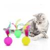 10pcs Mixed Funny Plastic Golf Ball with Feather Cat Toy Interactive Kitten Cat Teaser Ball Toy Pet Supplies