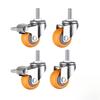 4 Pieces 1.5 Inch Swivel Caster Wheels Polypropylene 360 Degree Threaded Stem Caster Wheel M8 X 20mm, 200lb Total Load Capacity