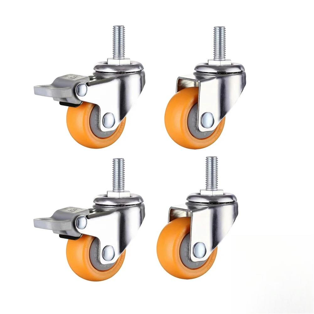 4 Pieces 1.5 Inch Swivel Caster Wheels Polypropylene 360 Degree Threaded Stem Caster Wheel M8 X 20mm, 200lb Total Load Capacity