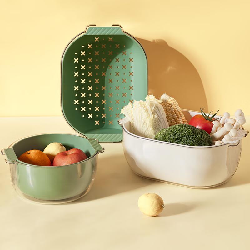 Kitchen Double-Layer Drain & Wash Basket Set