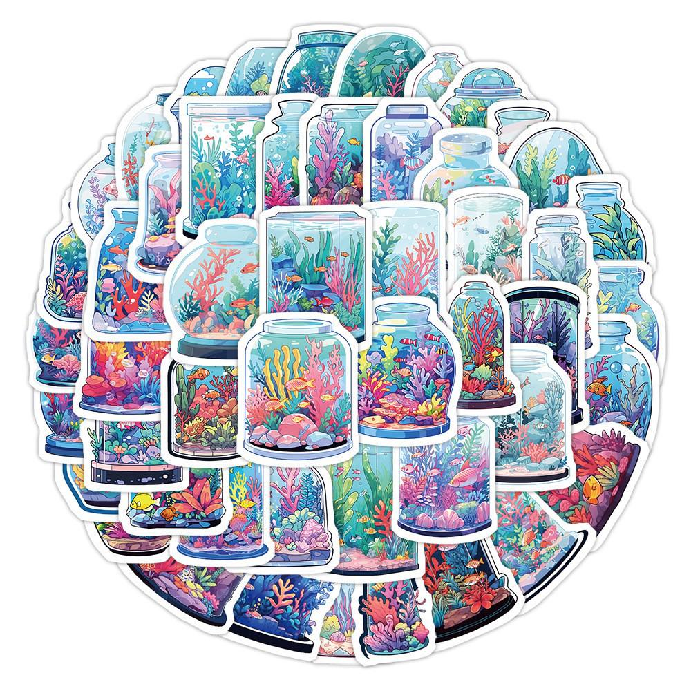 50 Cartoon Goldfish Waterproof Stickers: Hand-Painted Decorative Decals for Water Bottles & Computers
