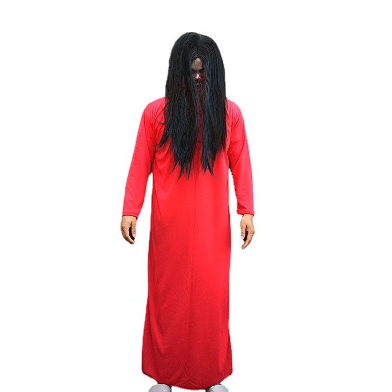 Halloween Horror Costume: Sadako Outfit, Wig, Female Ghost, Vampire, Zombie Costume, Bar Costume, Ghost Wig Set